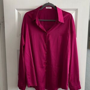 Vibrant Fuchsia Button-Up Blouse